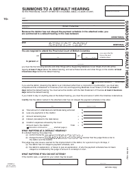 SCR Form 14 (SCL014) Summons to a Default Hearing - British Columbia, Canada, Page 4