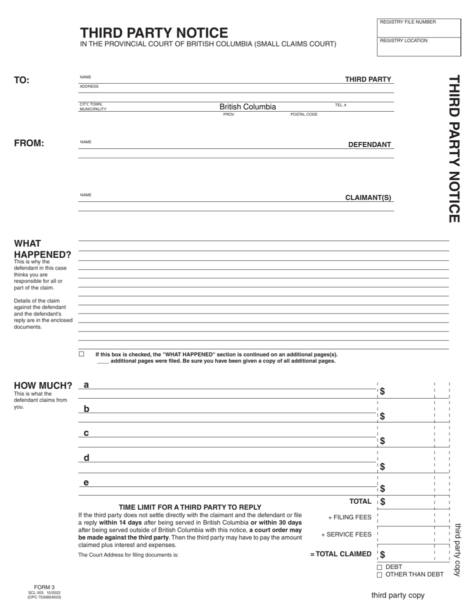 SCR Form 3 (SCL003) Third Party Notice - British Columbia, Canada, Page 4