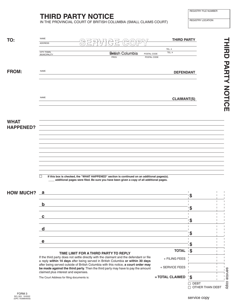 SCR Form 3 (SCL003) Third Party Notice - British Columbia, Canada, Page 5