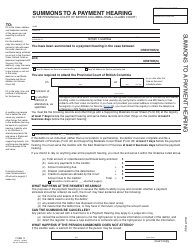 SCR Form 12 (SCL012) Summons to a Payment Hearing - British Columbia, Canada, Page 3