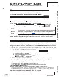 SCR Form 12 (SCL012) Summons to a Payment Hearing - British Columbia, Canada, Page 5