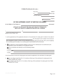 Document preview: Form P6 Affidavit of Applicant for Ancillary Grant of Probate or Ancillary Grant of Administration With Will Annexed - British Columbia, Canada