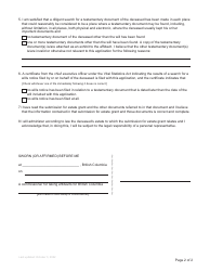 Form P6 Affidavit of Applicant for Ancillary Grant of Probate or Ancillary Grant of Administration With Will Annexed - British Columbia, Canada, Page 2