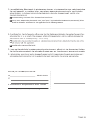 Form P7 Affidavit of Applicant for Ancillary Grant of Administration Without Will Annexed - British Columbia, Canada, Page 2