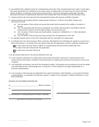 Form P3 Affidavit of Applicant for Grant of Probate or Grant of Administration With Will Annexed (Short Form) - British Columbia, Canada, Page 3