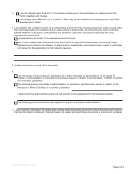 Form P5 Affidavit of Applicant for Grant of Administration Without Will Annexed - British Columbia, Canada, Page 2