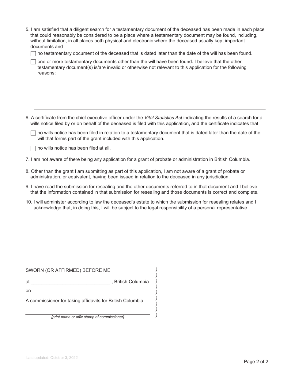 Form P22 Download Fillable PDF or Fill Online Affidavit of Applicant ...