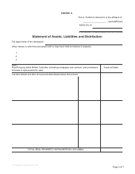 Form P10 Affidavit of Assets and Liabilities for Domiciled Estate Grant - British Columbia, Canada, Page 3