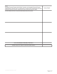 Form P10 Affidavit of Assets and Liabilities for Domiciled Estate Grant - British Columbia, Canada, Page 5
