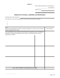 Form P11 Affidavit of Assets and Liabilities for Non-domiciled Estate Grant - British Columbia, Canada, Page 3