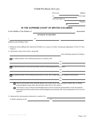 Document preview: Form P9 Affidavit of Delivery - British Columbia, Canada