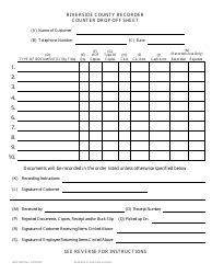 Form ACR140 Counter Drop off Sheet - County of Riverside, California