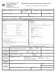 Tuberculosis Treatment and Follow-Up Care Report Form - Connecticut