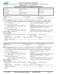 Tuberculosis Contact Investigation Worksheet - Connecticut