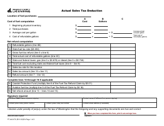 Document preview: Form FT-442-072 Actual Sales Tax Deduction - Washington