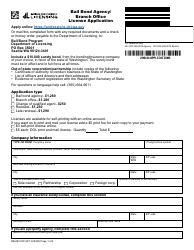 Document preview: Form BB-692-002 Bail Bond Agency/Branch Office License Application - Washington
