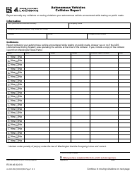 Form AI-420-006 Autonomous Vehicles Collision Report - Washington