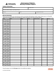 Form AI-420-006 Autonomous Vehicles Collision Report - Washington, Page 2