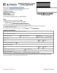 Form BB-692-005 Bail Bond Recovery Agent License Application - Washington