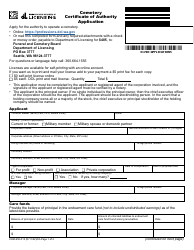 Document preview: Form CEM-650-013 Cemetery Certificate of Authority Application - Washington