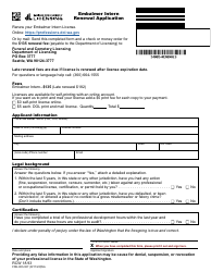 Document preview: Form FDE-653-027 Embalmer Intern Renewal Application - Washington