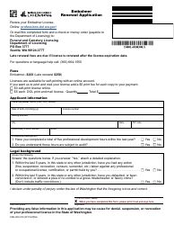 Document preview: Form FDE-653-019 Embalmer Renewal Application - Washington
