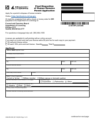 Form CEM-650-008 Final Disposition of Human Remains Permit Application - Washington