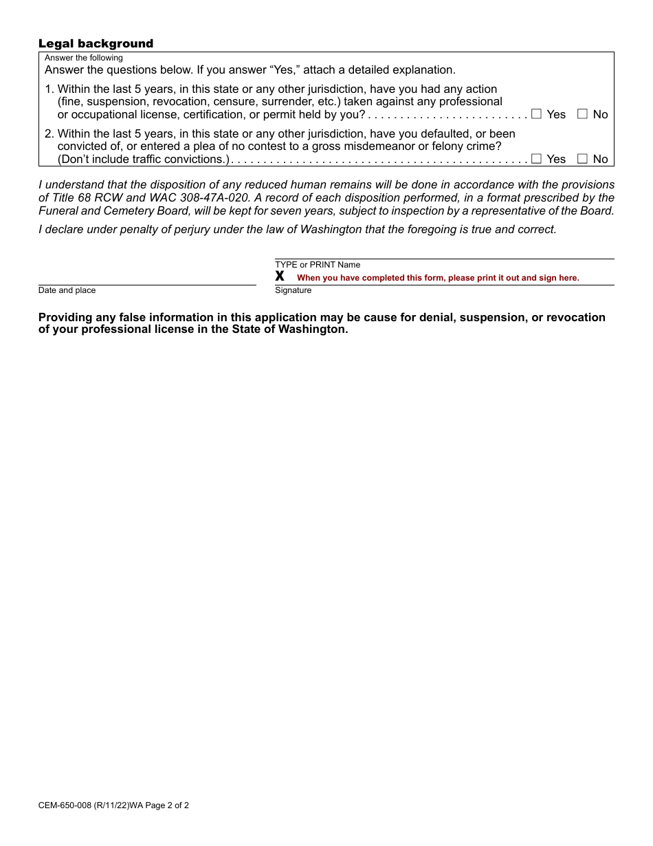 Form Cem 650 008 Download Fillable Pdf Or Fill Online Final Disposition Of Human Remains Permit 4107