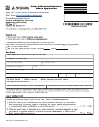 Document preview: Form FDE-653-004 Funeral Director/Embalmer Intern Application - Washington