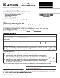 Document preview: Form FDE-653-018 Funeral Director Renewal Application - Washington