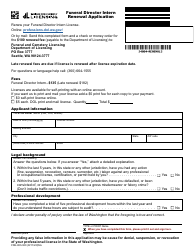 Document preview: Form FDE-653-020 Funeral Director Intern Renewal Application - Washington
