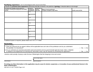 Form GEO-637-013 Geologist-In Training to Geologist License Application - Washington, Page 4
