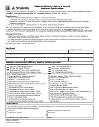 Document preview: Form TD-420-075 Veteran/Military Service Award Emblem Application - Washington