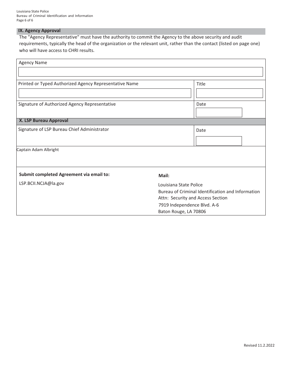 Civil Agency User Agreement - Louisiana, Page 6