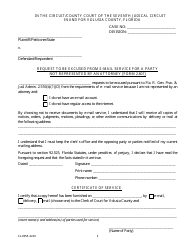 Form 2.601 (CL-0955) Request to Be Excused From E-Mail Service for a Party Not Represented by an Attorney - Volusia County, Florida