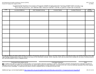 BES Form 218 Supplemental Nutrition Assistance Program (Snap) Employment &amp; Training (Snap E&amp;t) Activity Log - New Hampshire