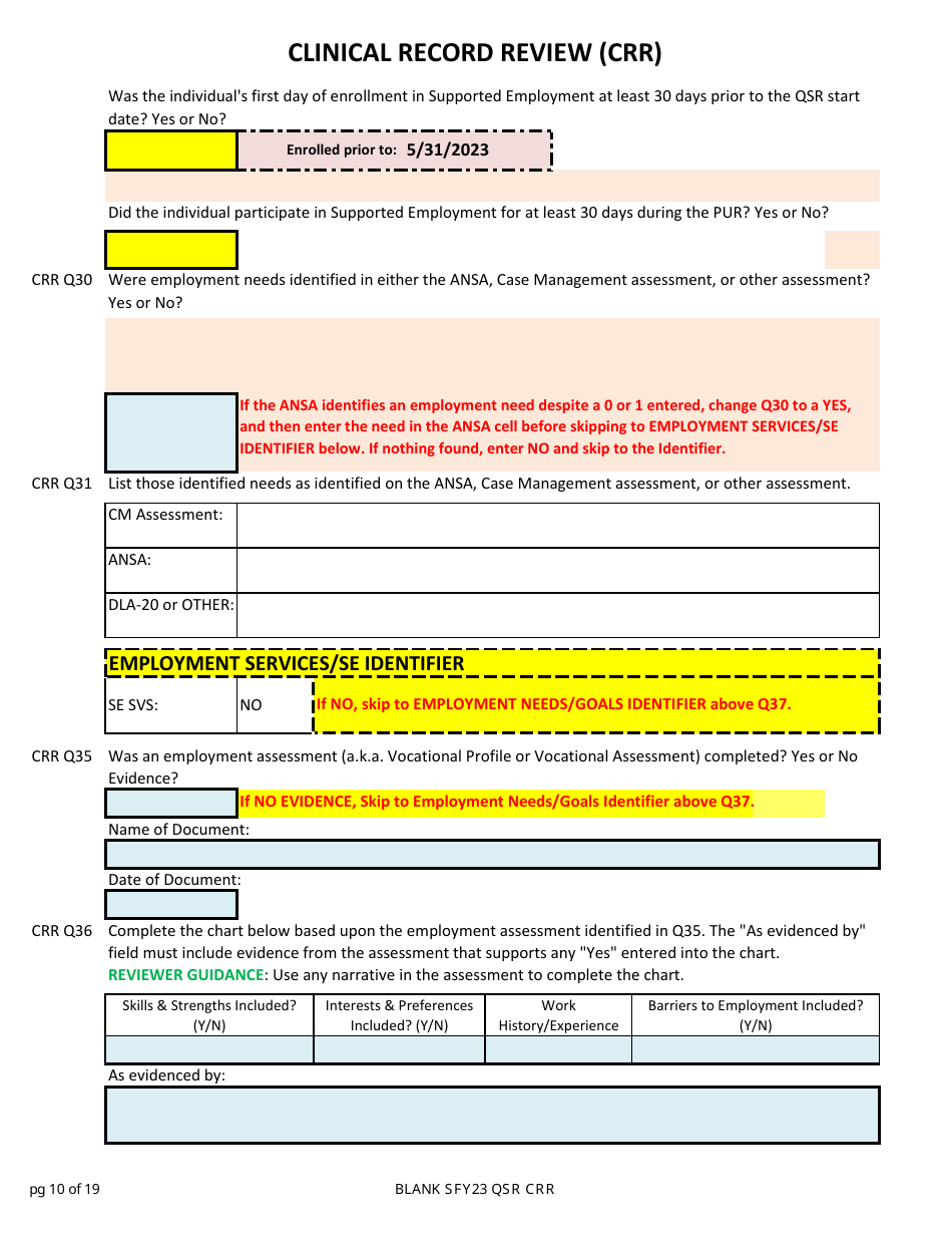 Clinical Record Review (Crr) - New Hampshire, Page 10