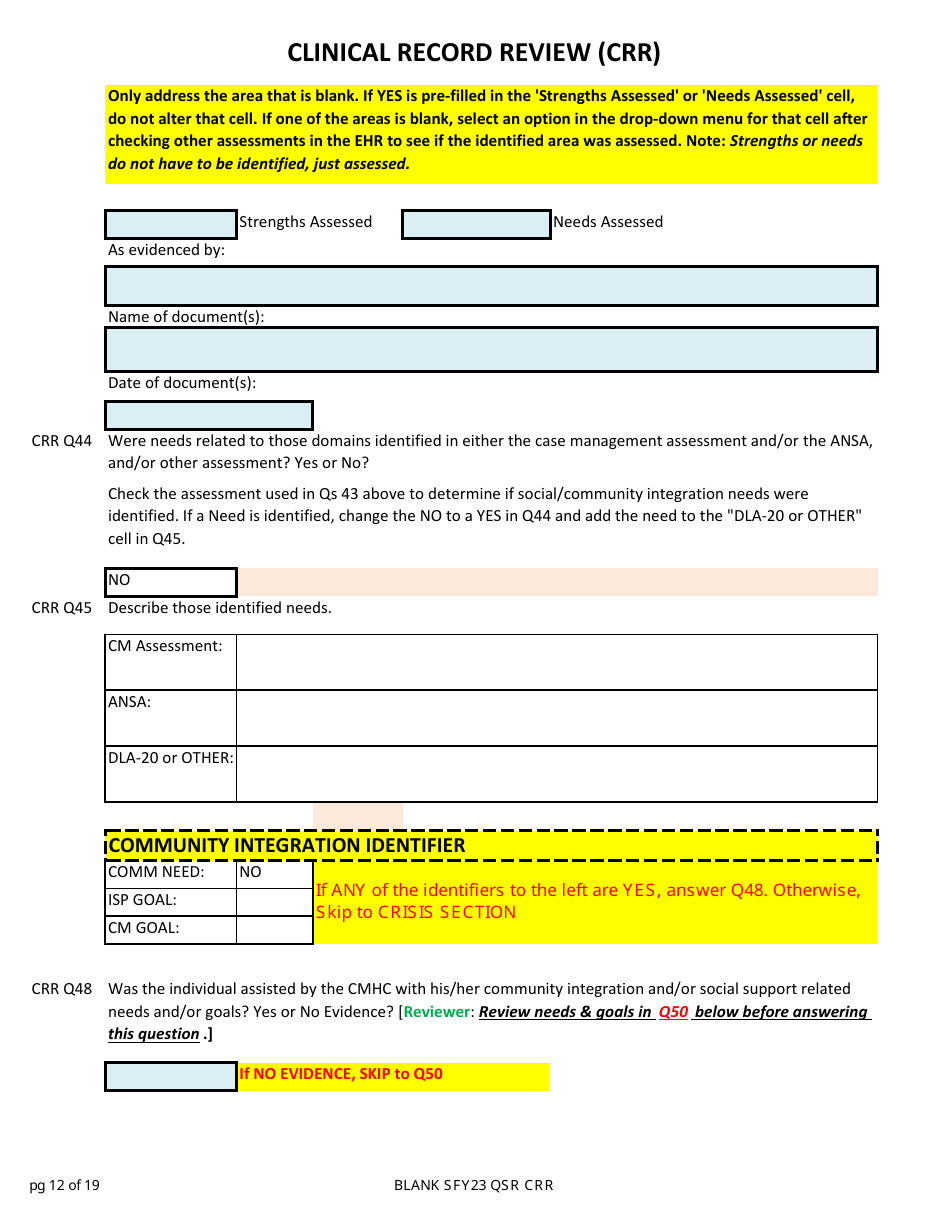 Clinical Record Review (Crr) - New Hampshire, Page 12