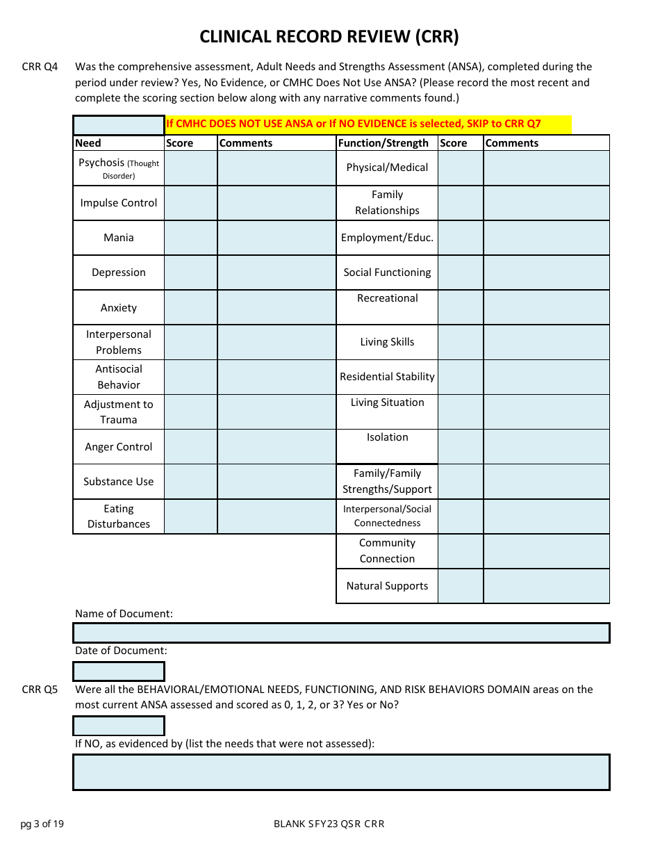 Clinical Record Review (Crr) - New Hampshire, Page 3
