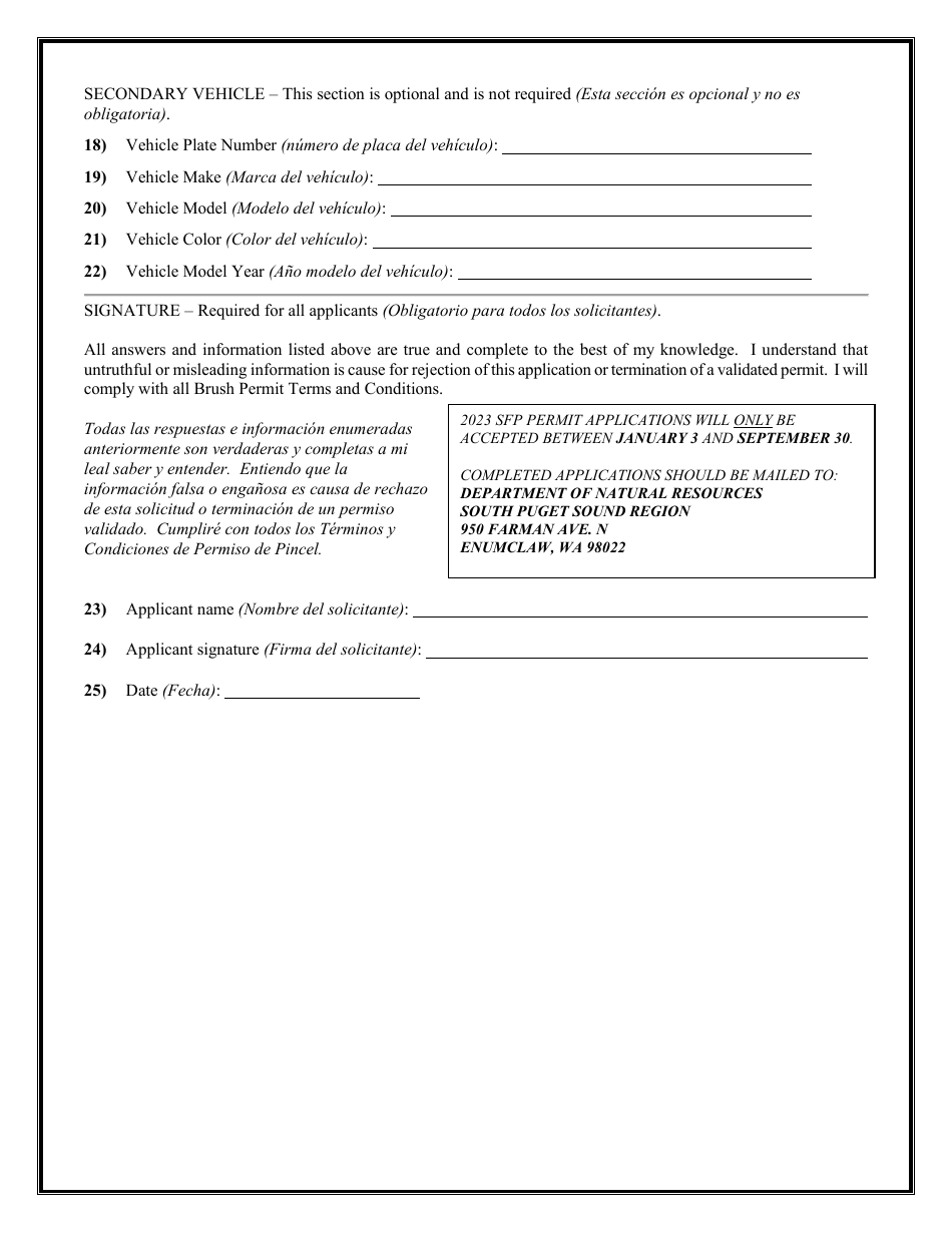 Special Forest Products Permit Application - Washington, Page 3