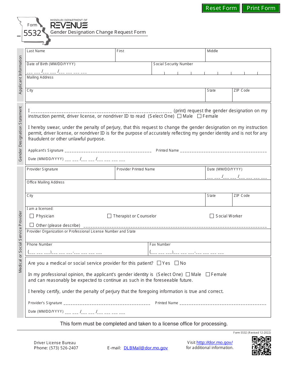 Form 5532 - Fill Out, Sign Online and Download Fillable PDF, Missouri ...