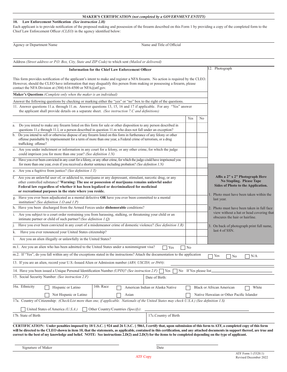 ATF Form 1 (5320.1) - Fill Out, Sign Online and Download Fillable PDF ...