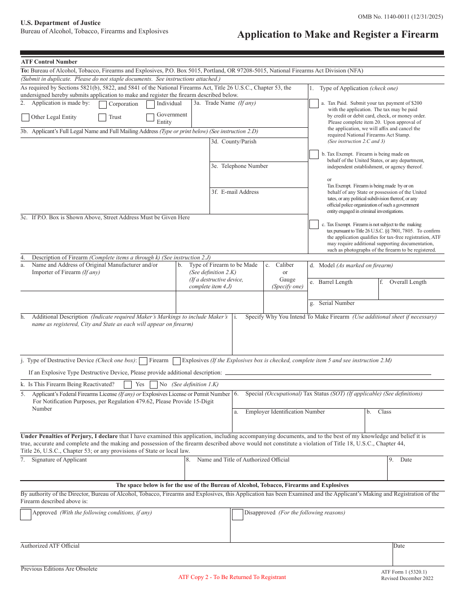 ATF Form 1 (5320.1) - Fill Out, Sign Online and Download Fillable PDF ...