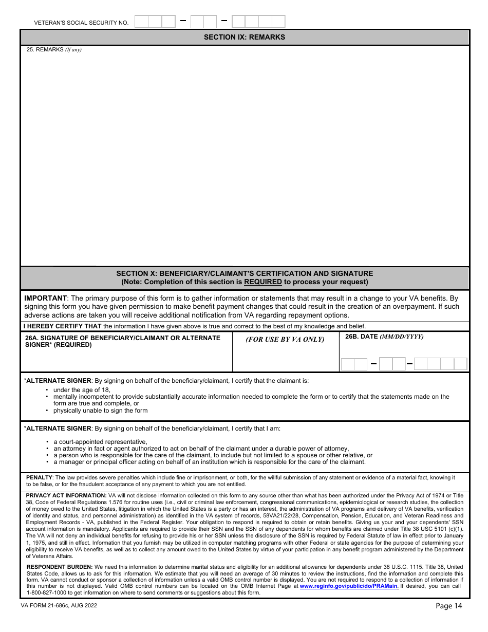 VA Form 21686C Download Fillable PDF or Fill Online Application