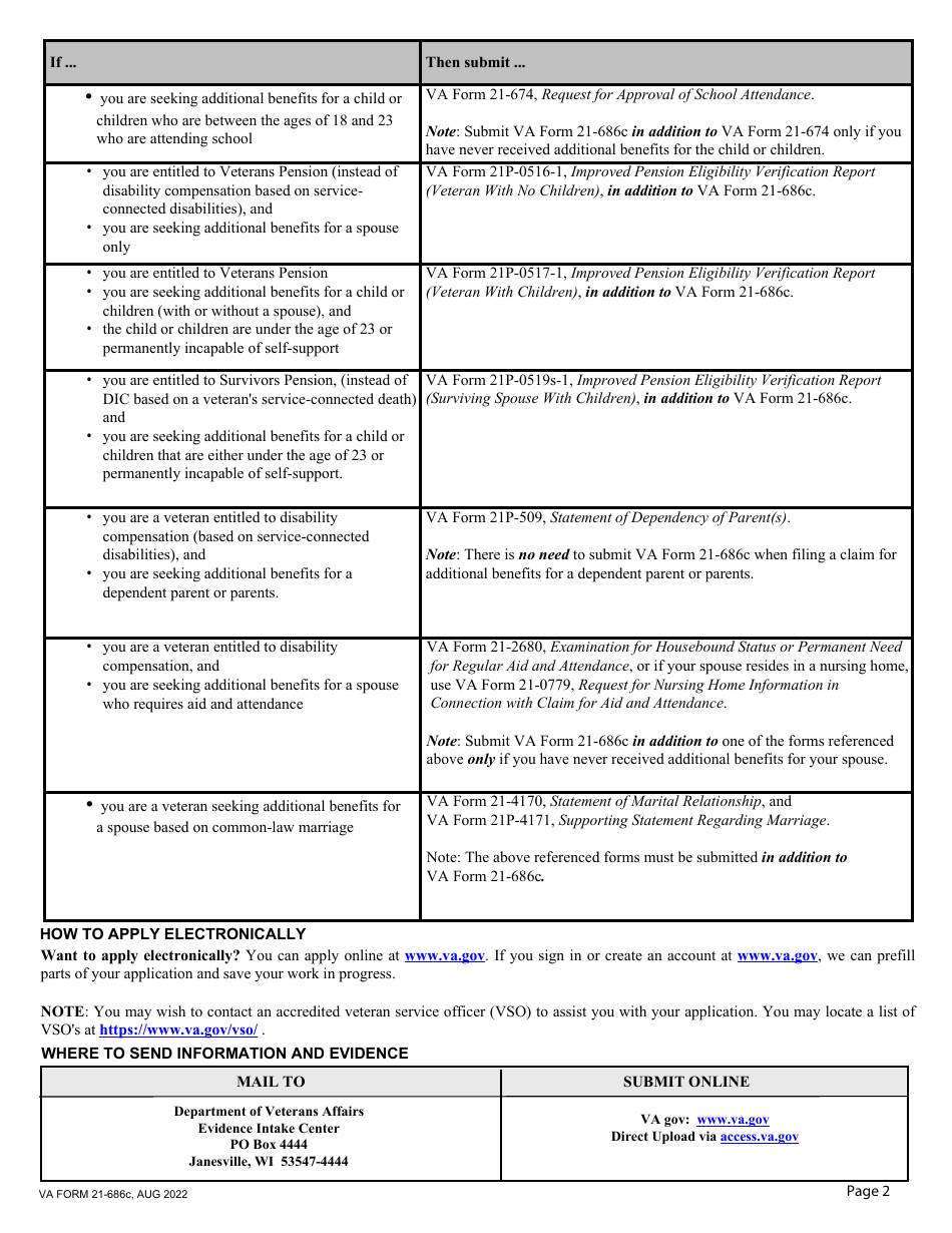Va form 21 686c download fillable pdf or fill online application