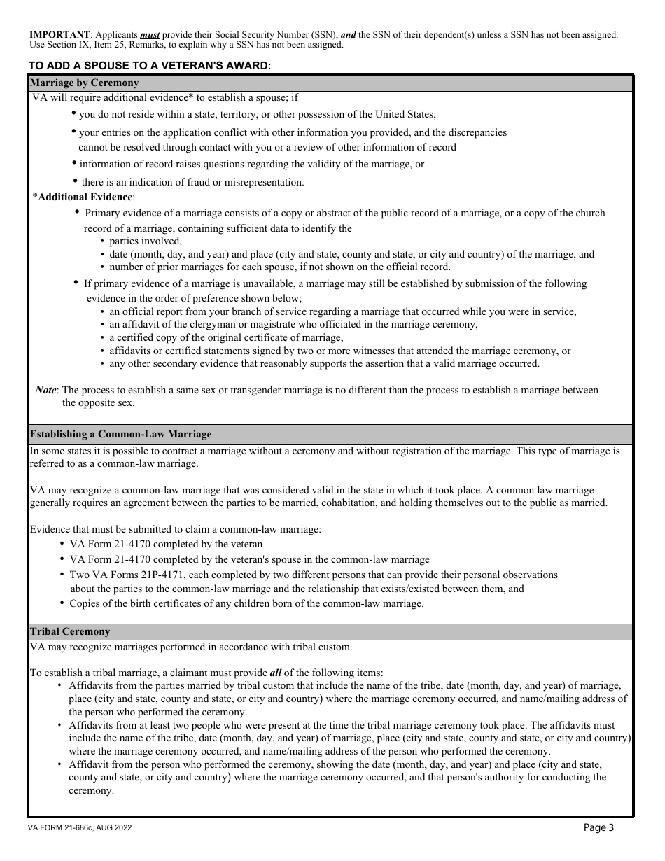 Va form 21 686c download fillable pdf or fill online application