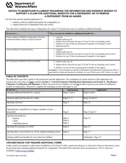 VA Form 21-686C  Printable Pdf