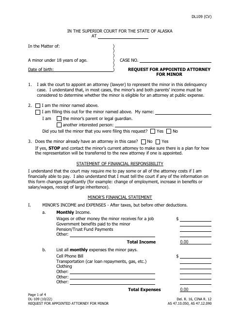 Form DL-109  Printable Pdf