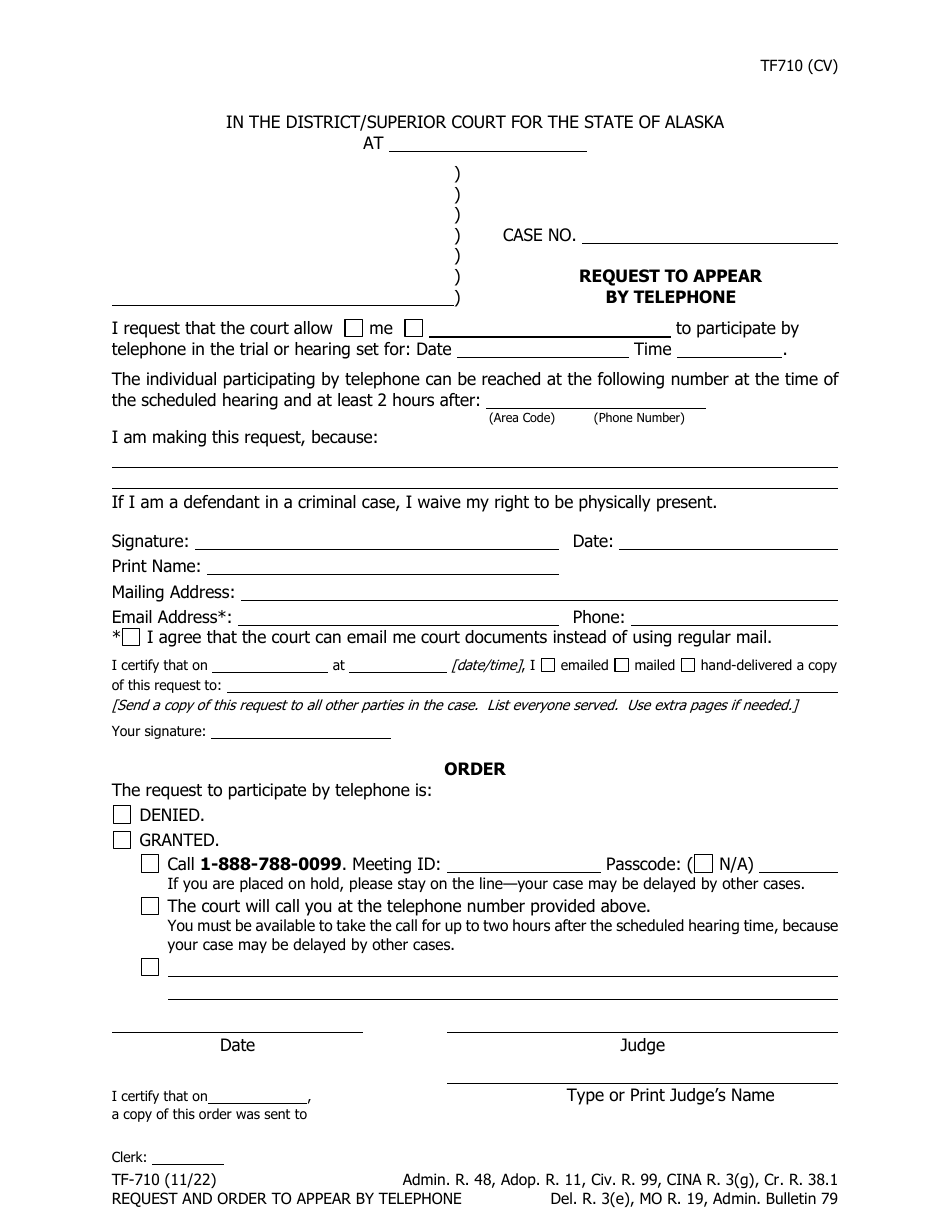 Form Tf-710 Download Fillable Pdf Or Fill Online Request To Appear By 