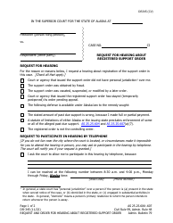 Form DR-345 Request for Hearing About Registered Support Order - Alaska